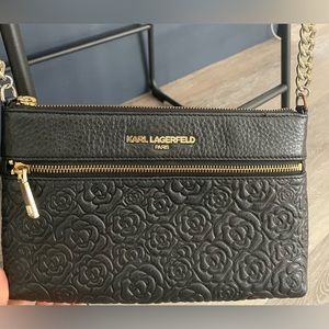 Karl Lagerfeld Crossbody - Rose embossed leather black cross body